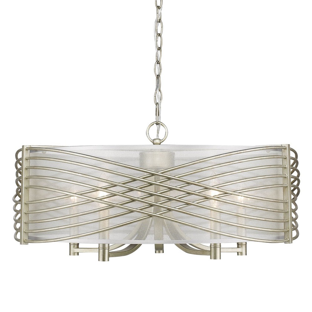 Golden Lighting-5516-5 WG-SHR-Zara - 5 Light Chandelier in Classic style - 12 Inches high by 25.63 Inches wide   White Gold Finish with Sheer Opal Shade